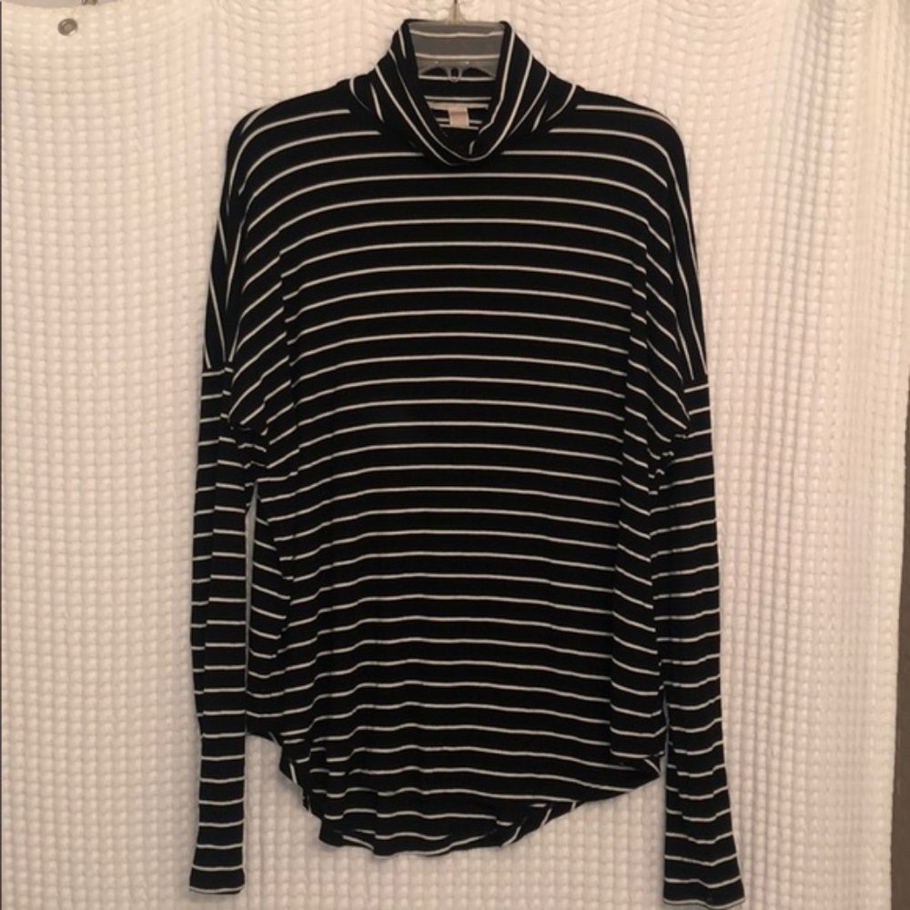 Michael Kors Black and White Striped Long Sleeve